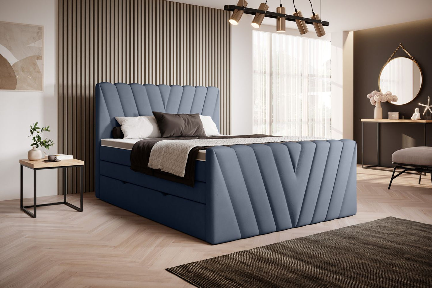 Continental Double Bed Edmonton | size: Length: 220cm, Width: 140cm, Height: 133cm | color: Poco | image: 1 | variant: 1012458
