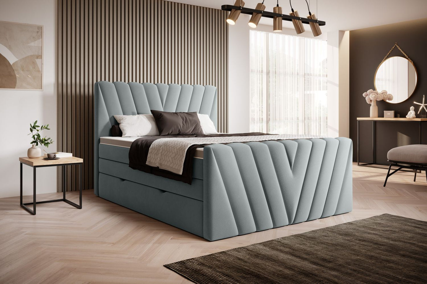 Continental Double Bed Edmonton | size: Length: 220cm, Width: 140cm, Height: 133cm | color: Savoi | image: 1 | variant: 1012436