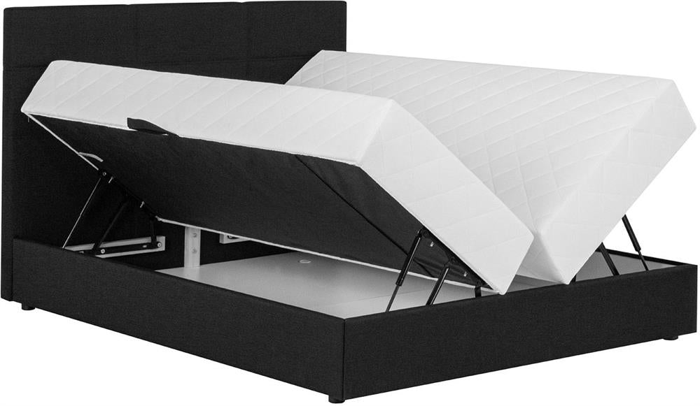 Continental Double Bed Malmo | size: Length: 210cm, Width: 163cm, Height: 114.5cm | color: Black | image: 3 | variant: 1001783
