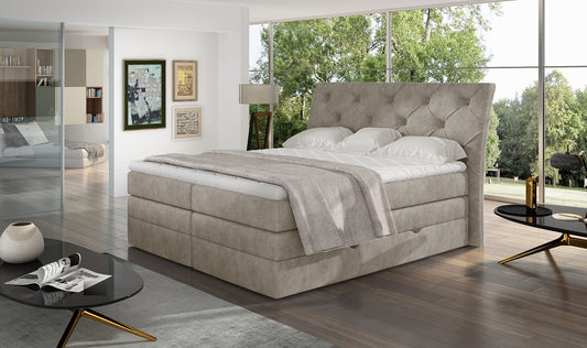 Continental Double Bed Mirabel 1 | size: Length: 215cm, Width: 178cm, Height: 120cm | color: Dora | image: 1 | variant: 1009542