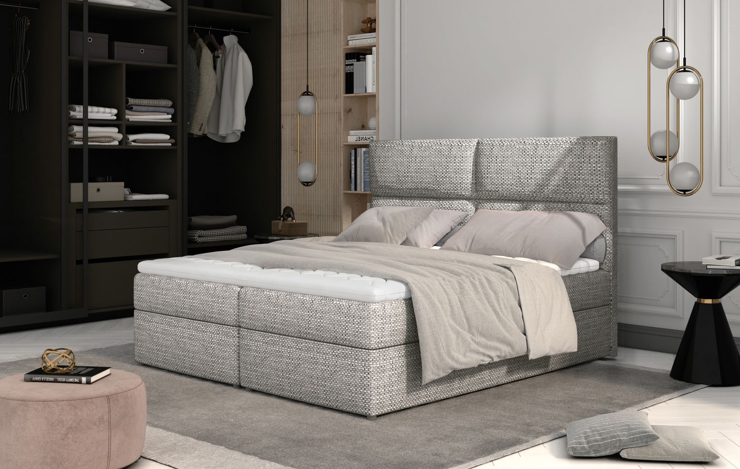 Continental Double Bed Risca | size: Length: 210cm, Width: 145cm, Height: 124cm | color: Berlin | image: 1 | variant: 1012100