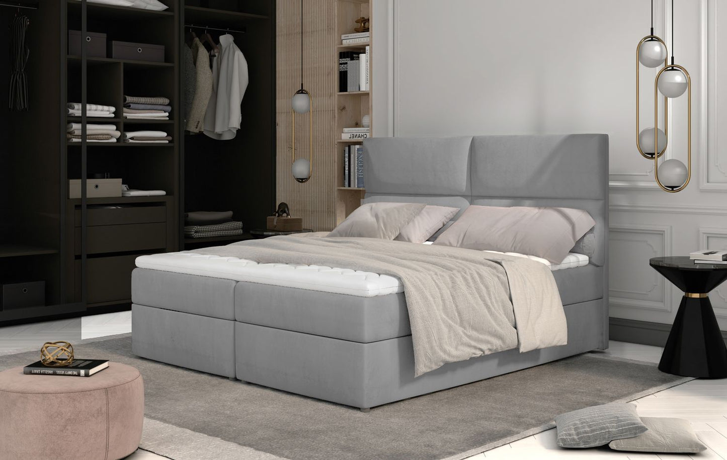 Continental Double Bed Risca | size: Length: 210cm, Width: 145cm, Height: 124cm | color: Monolith | image: 1 | variant: 1012104