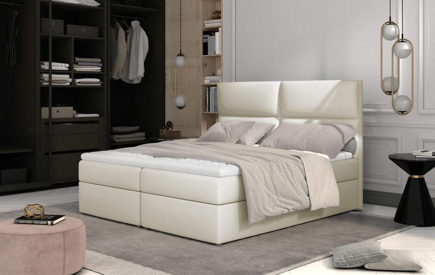 Continental Double Bed Risca | size: Length: 210cm, Width: 145cm, Height: 124cm | color: Soft | image: 1 | variant: 1012107