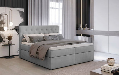 Continental Double Bed West Lugano 2 | size: Length: 215cm, Width: 180cm, Height: 115cm | color: Gray | image: 0 | variant: 1012956
