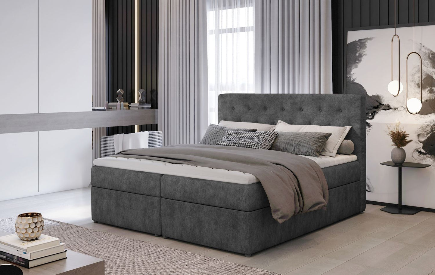 Continental Double Bed West Lugano | size: Length: 215cm, Width: 140cm, Height: 115cm | color: Dora | image: 1 | variant: 1012929