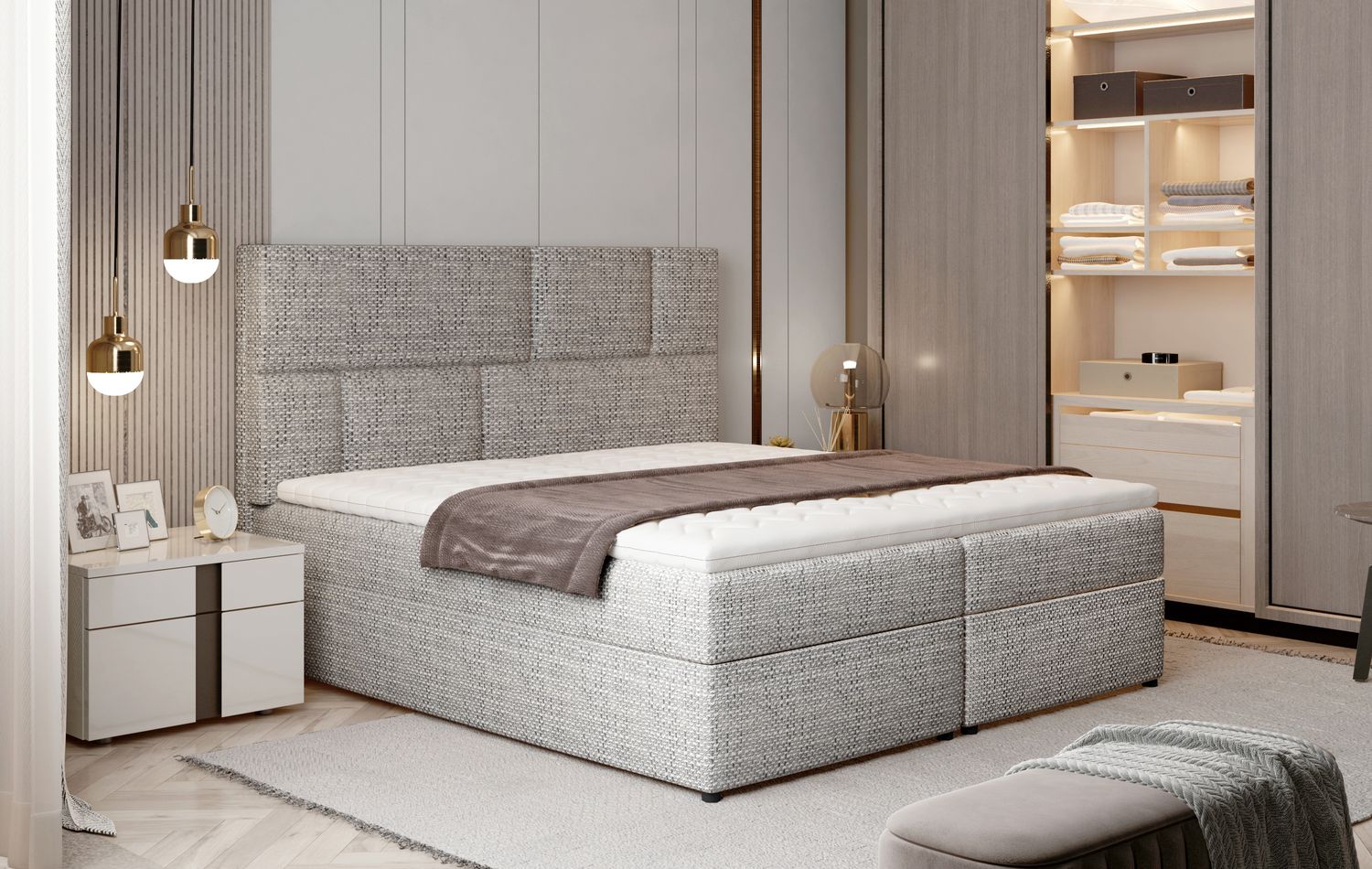 Continental Double Bed West Osaka 1 | size: Length: 210cm, Width: 165cm, Height: 124cm | color: Berlin | image: 1 | variant: 1012693