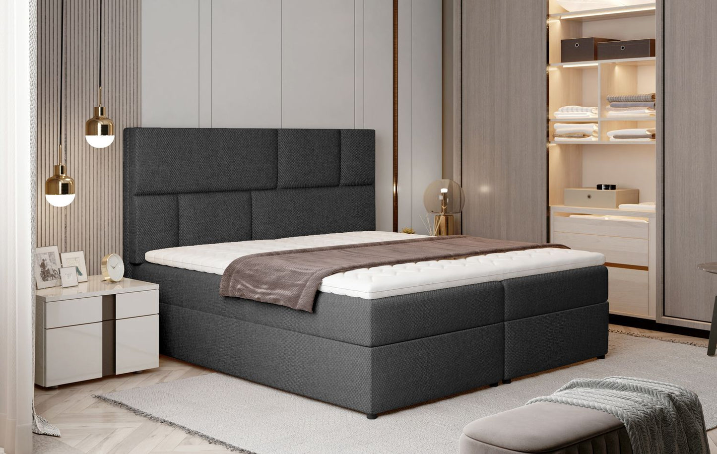 Continental Double Bed West Osaka 1 | size: Length: 210cm, Width: 165cm, Height: 124cm | color: Inari | image: 1 | variant: 1012695