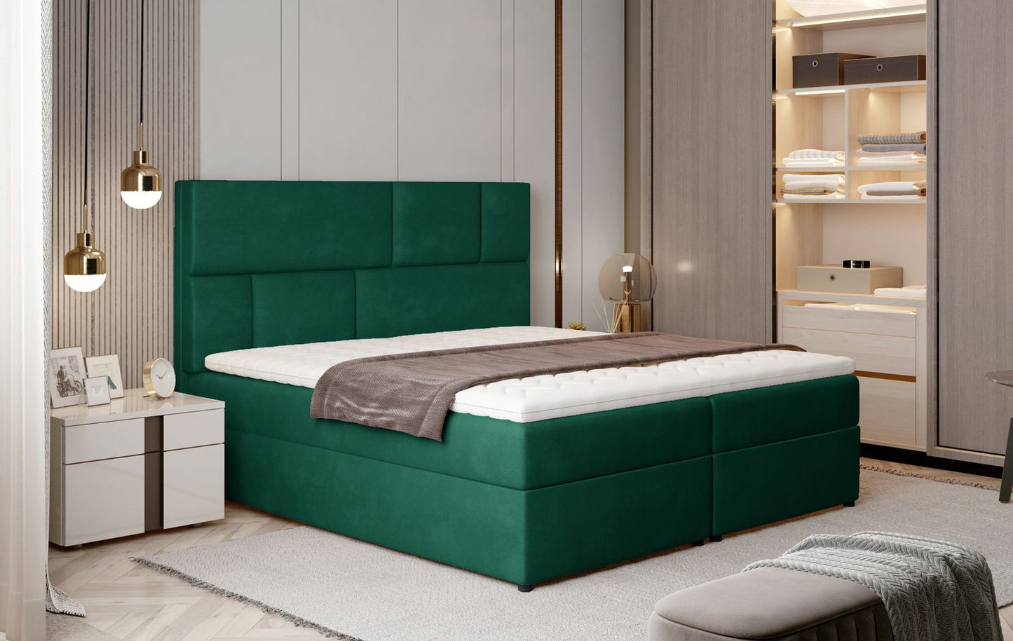 Continental Double Bed West Osaka 2 | size: Length: 210cm, Width: 185cm, Height: 124cm | color: Kronos | image: 1 | variant: 1012712