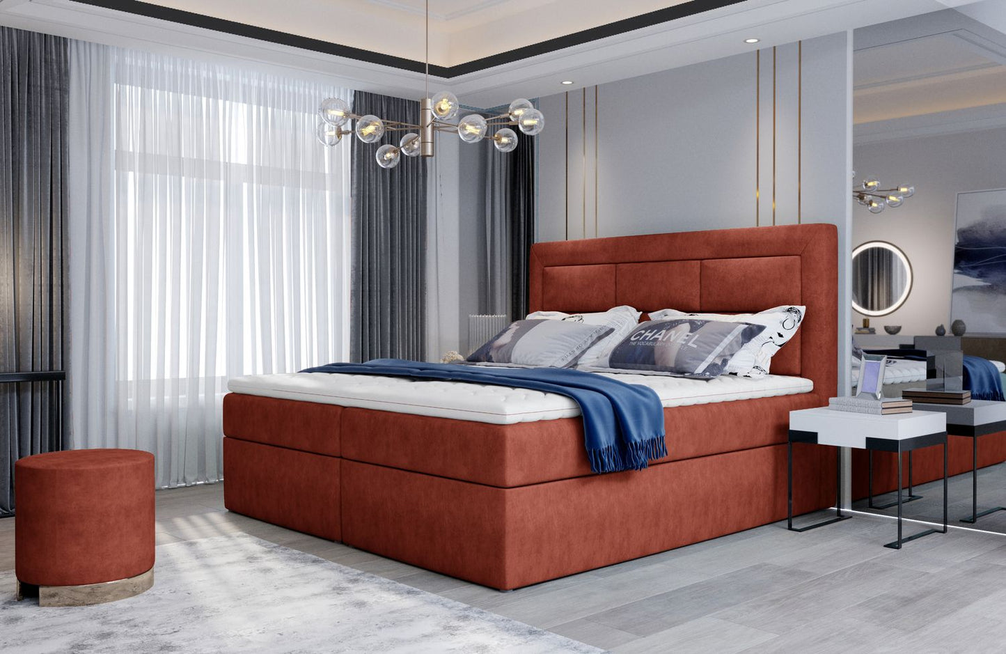 Continental Double Bed West Rouen 2 | size: Length: 215cm, Width: 180cm, Height: 115cm | color: Dora | image: 1 | variant: 1013530