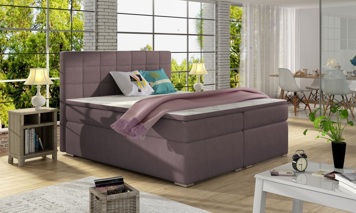 Continental Double Bed West Siauliai 1 | size: Length: 205cm, Width: 160cm, Height: 126cm | color: Purple | image: 0 | variant: 1012025