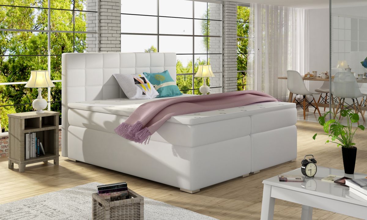 Continental Double Bed West Siauliai 2 | size: Length: 205cm, Width: 180cm, Height: 126cm | color: White | image: 1 | variant: 1012027