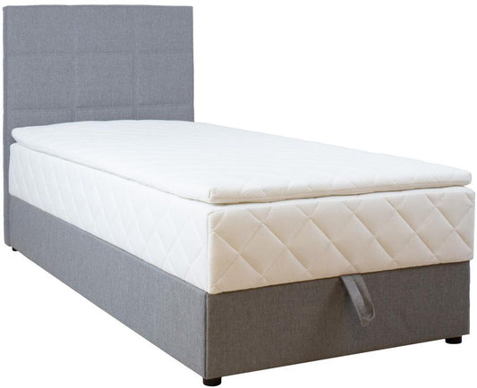 Continental Single Bed East Malmo | size: Length: 210cm, Width: 93cm, Height: 114.5cm | color: Gray | image: 1 | variant: 1006062