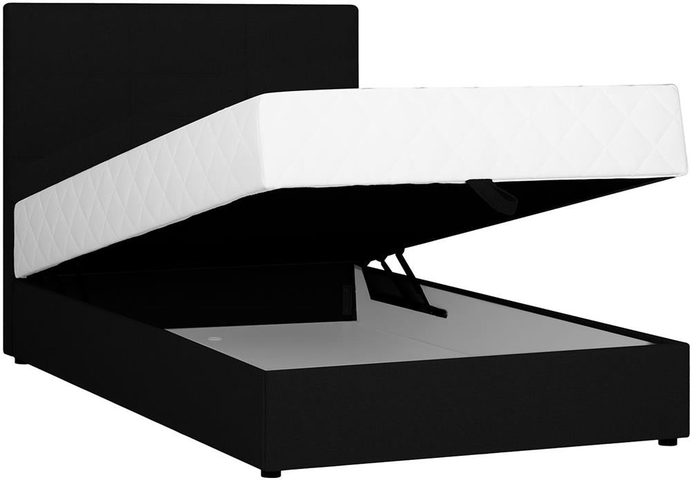 Continental Single Bed Leiko | size: Length: 210cm, Width: 123cm, Height: 114.5cm | color: Black | image: 1 | variant: 1010222