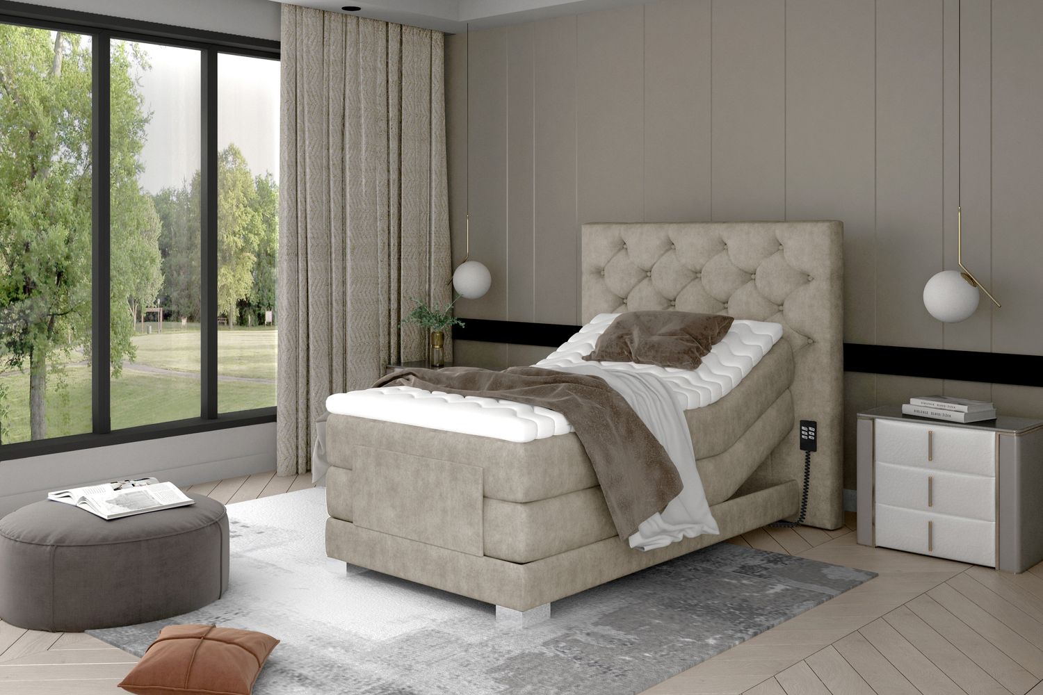 Continental Single Bed Sunderland | size: Length: 217cm, Width: 109cm, Height: 130cm | color: Dora | image: 1 | variant: 1013596
