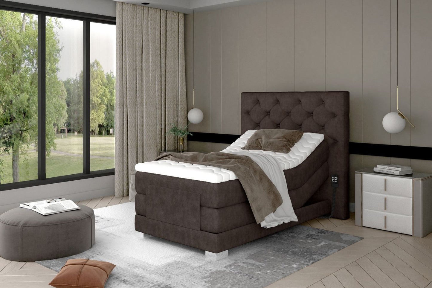 Continental Single Bed Sunderland | size: Length: 217cm, Width: 109cm, Height: 130cm | color: Dora | image: 1 | variant: 1013597