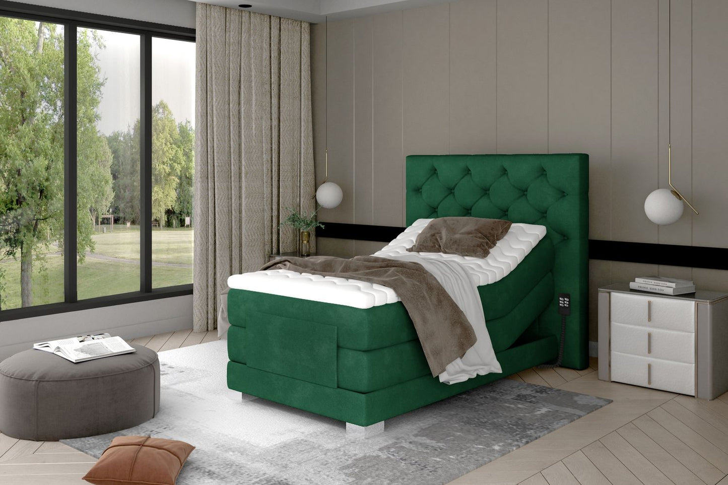 Continental Single Bed Sunderland | size: Length: 217cm, Width: 109cm, Height: 130cm | color: Kronos | image: 1 | variant: 1013602