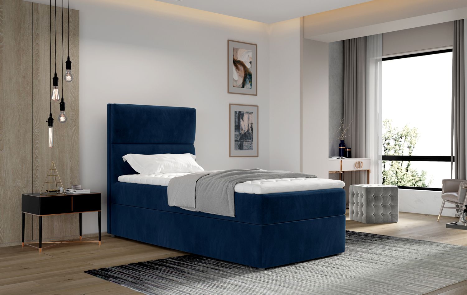 Continental Single Bed Taipei | size: Length: 210cm, Width: 90cm, Height: 108cm | color: Kronos | image: 1 | variant: 1013550