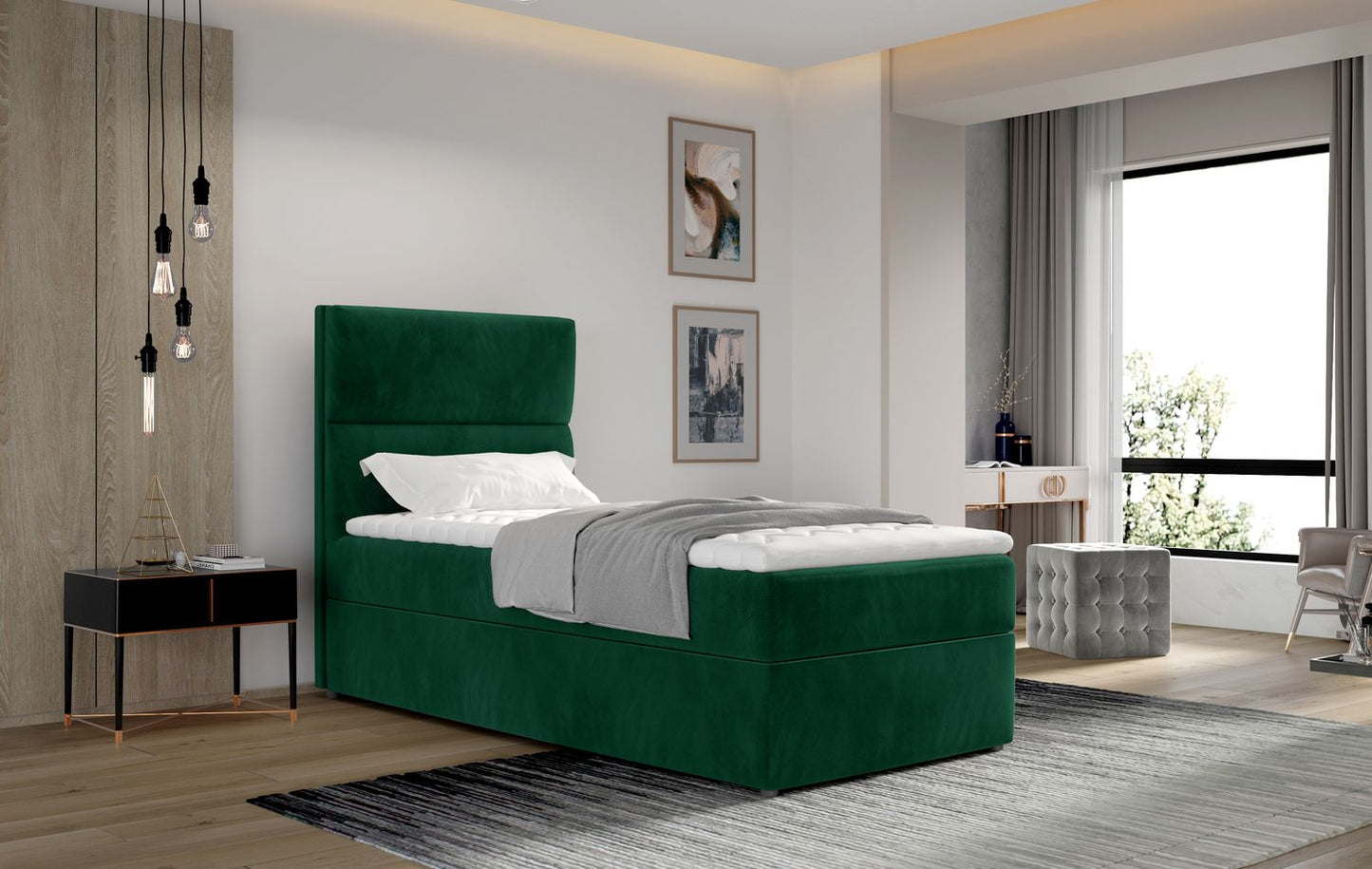 Continental Single Bed Taipei | size: Length: 210cm, Width: 90cm, Height: 108cm | color: Kronos | image: 1 | variant: 1013551