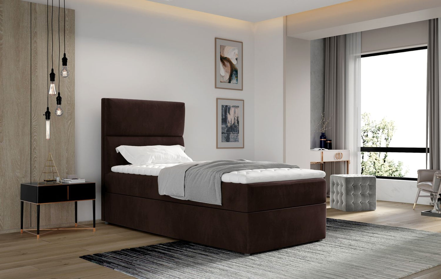 Continental Single Bed Taipei | size: Length: 210cm, Width: 90cm, Height: 108cm | color: Monolith | image: 1 | variant: 1013553