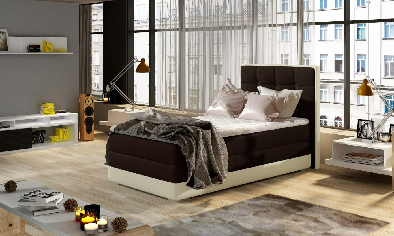 Continental Single Bed Torquay | size: Length: 205cm, Width: 95cm, Height: 118cm | color: Sawana/Soft | image: 0 | variant: 1013574
