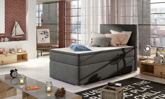 Continental Single Bed West Canterbury 1 | size: Length: 205cm, Width: 90cm, Height: 126cm | color: Gray | image: 1 | variant: 1013640