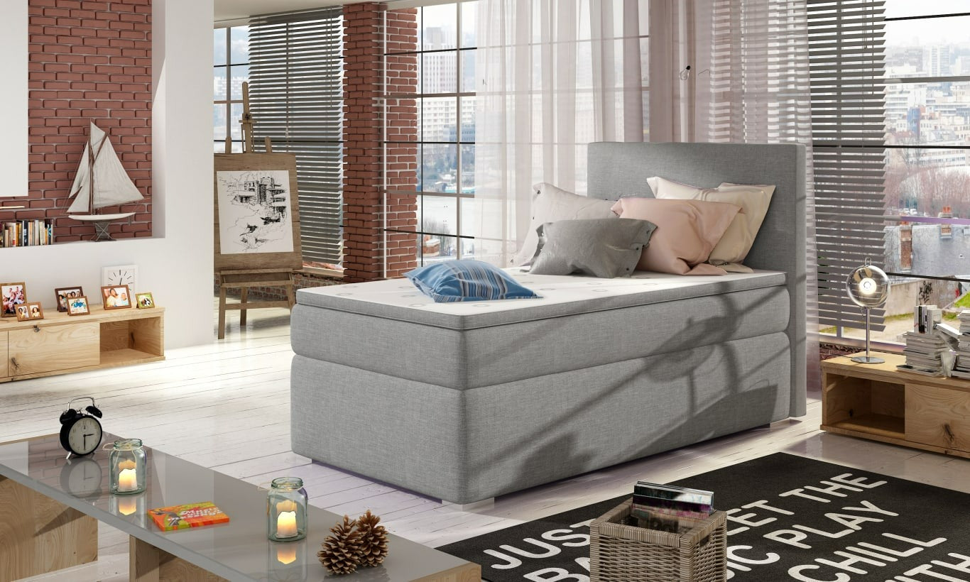 Continental Single Bed West Canterbury | size: Length: 205cm, Width: 90cm, Height: 126cm | color: Sawana | image: 0 | variant: 1013635