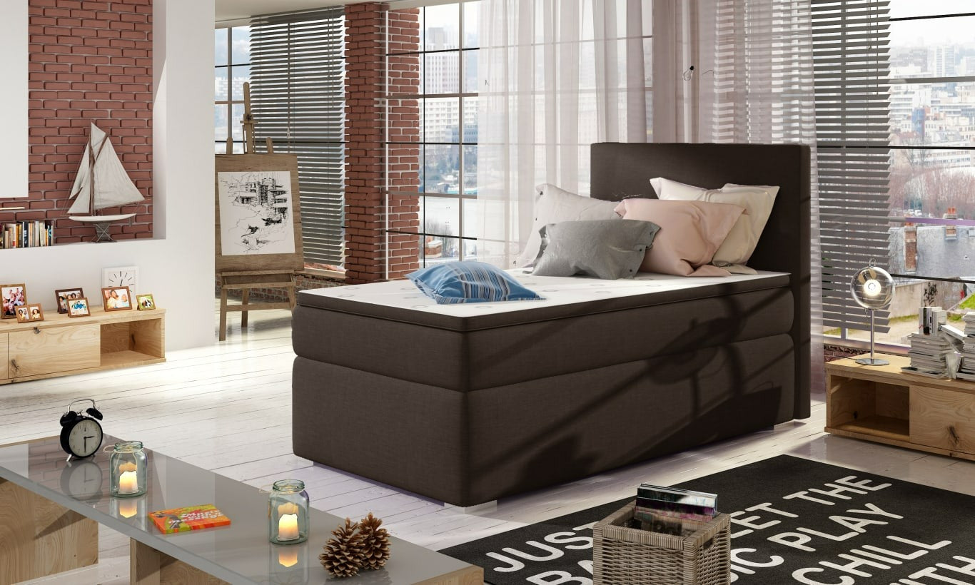 Continental Single Bed West Canterbury | size: Length: 205cm, Width: 90cm, Height: 126cm | color: Sawana | image: 0 | variant: 1013636