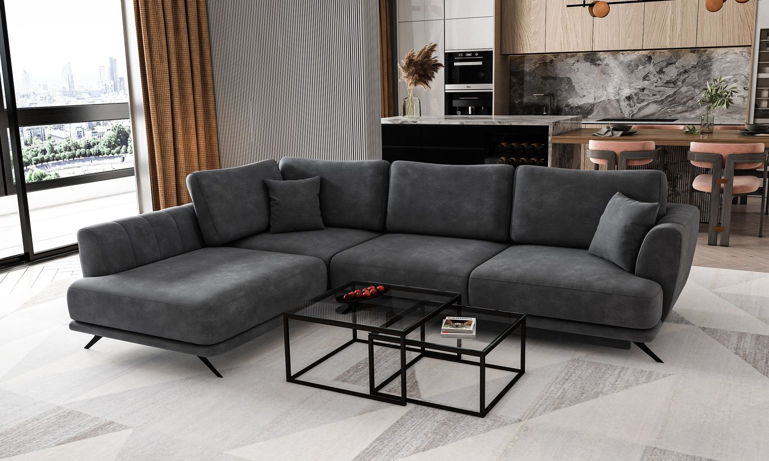 Corner Sleeper Sofa Aviemore 13 | size: Width: 276cm, Height: 90cm, Depth: 191cm | color: Nube | image: 1 | variant: 1015774