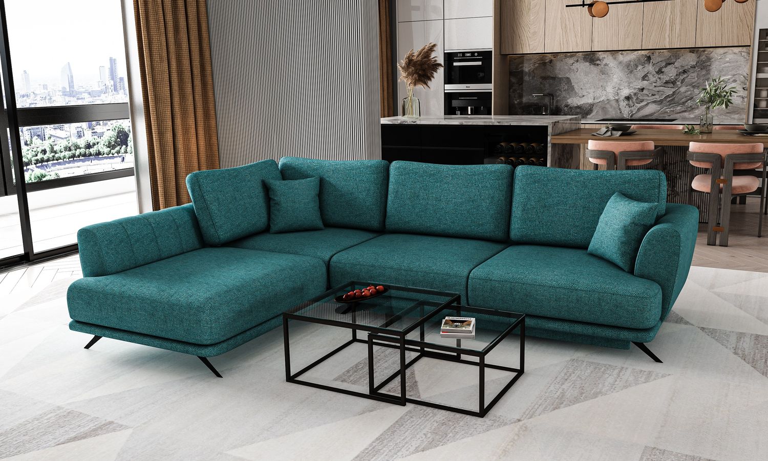 Corner Sleeper Sofa Aviemore 33 | size: Width: 276cm, Height: 90cm, Depth: 191cm | color: Borneo | image: 1 | variant: 1015794