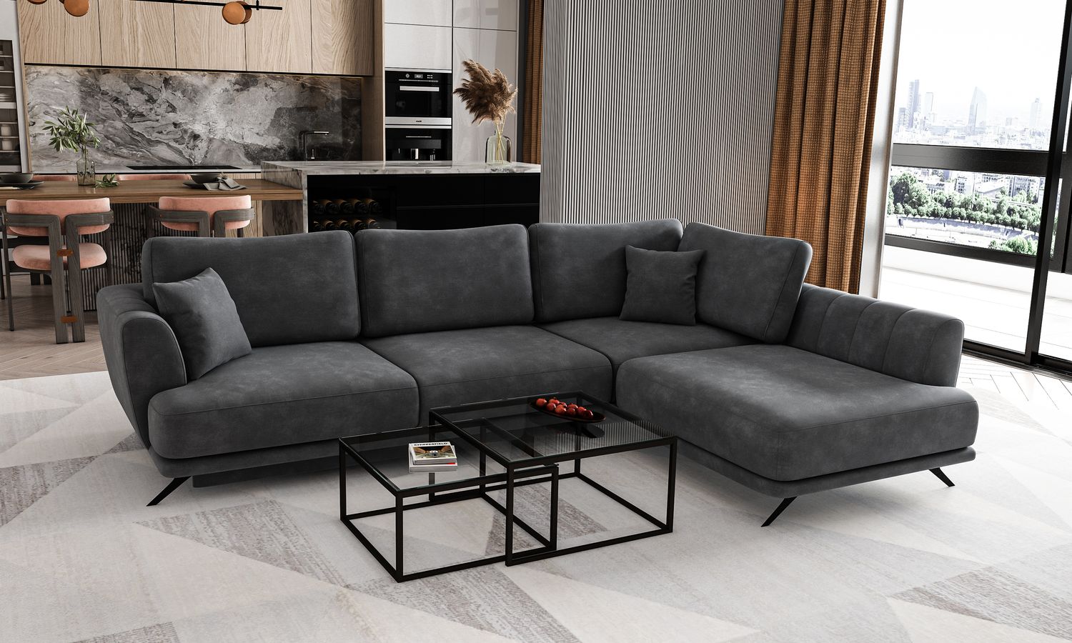 Corner Sleeper Sofa Aviemore 54 | size: Width: 276cm, Height: 90cm, Depth: 191cm | color: Nube | image: 1 | variant: 1015815