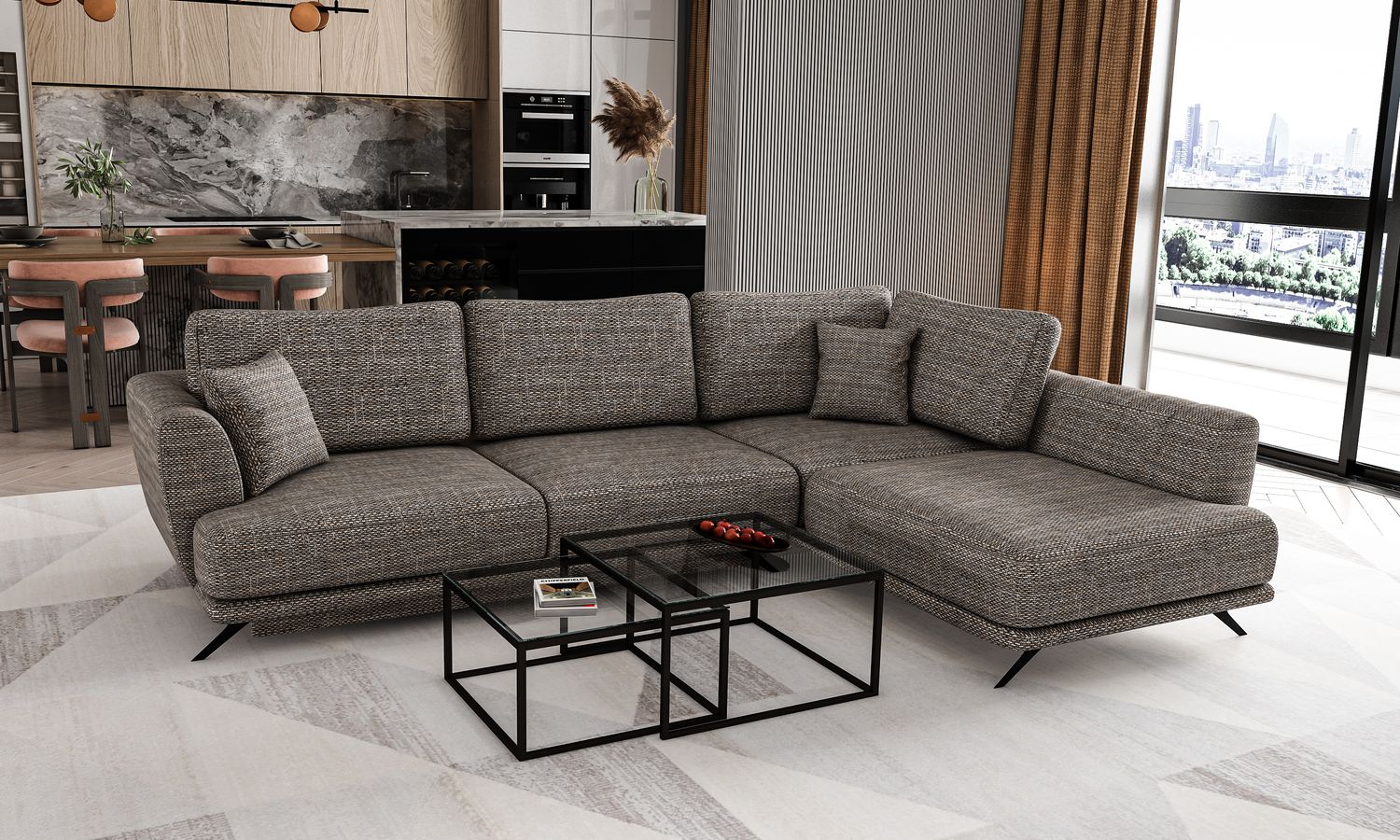 Corner Sleeper Sofa Aviemore 61 | size: Width: 276cm, Height: 90cm, Depth: 191cm | color: Marte | image: 1 | variant: 1015822