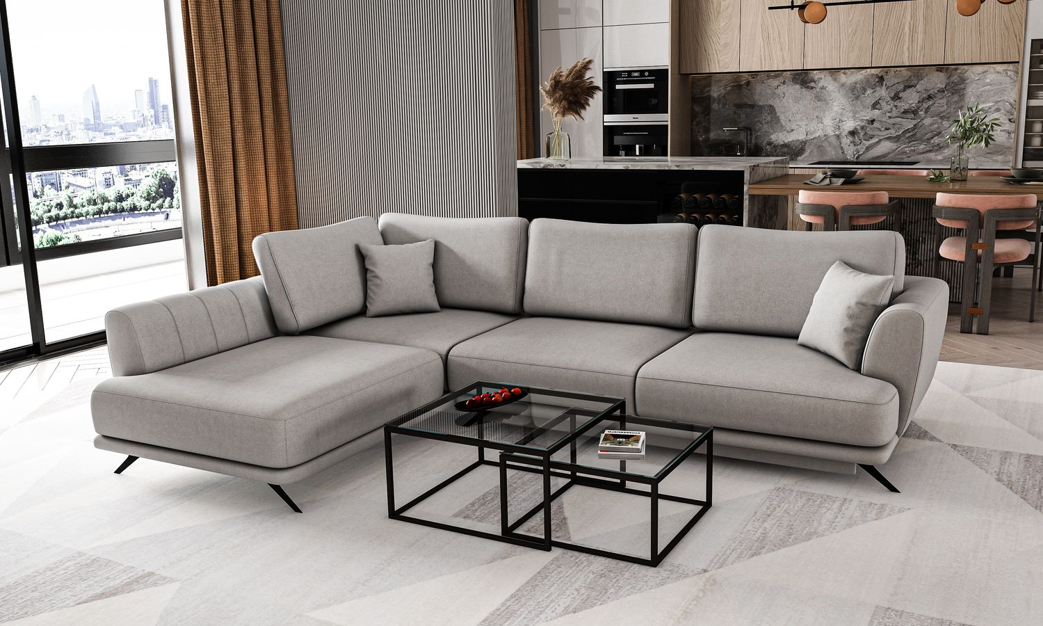 Corner Sleeper Sofa Aviemore 7 | size: Width: 276cm, Height: 90cm, Depth: 191cm | color: Sola | image: 1 | variant: 1015768