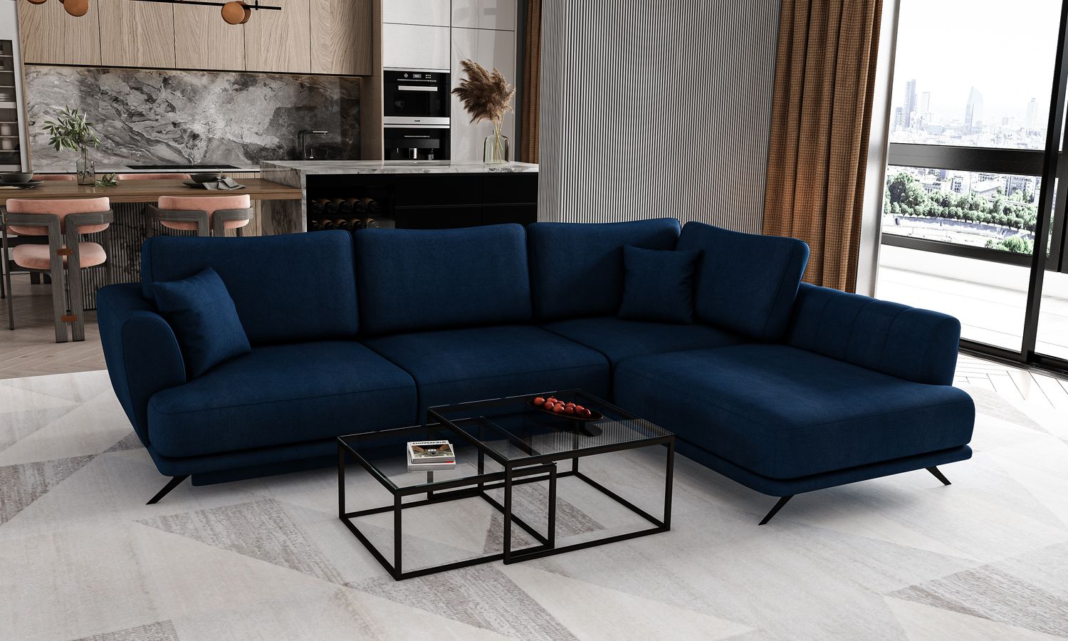 Corner Sleeper Sofa Aviemore 79 | size: Width: 276cm, Height: 90cm, Depth: 191cm | color: Velvetmat | image: 1 | variant: 1015840