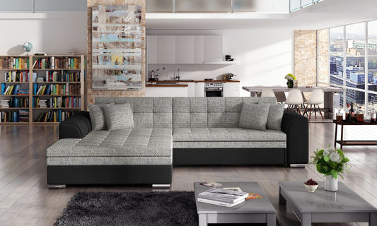 Corner Sleeper Sofa Bangor 1 | size: Width: 296cm, Height: 78cm, Depth: 194cm | color: Black/Grey | image: 1 | variant: 1014994