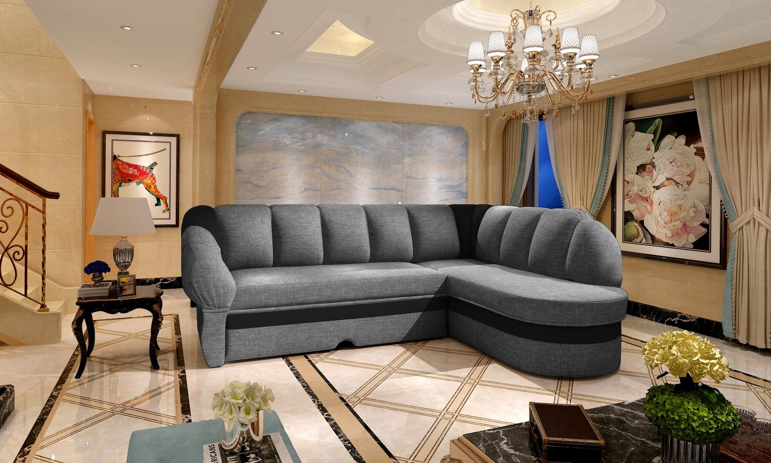 Corner Sleeper Sofa Benano 6 | size: Width: 250cm, Height: 85cm, Depth: 180cm | color: Sawana/Soft | image: 1 | variant: 1014167