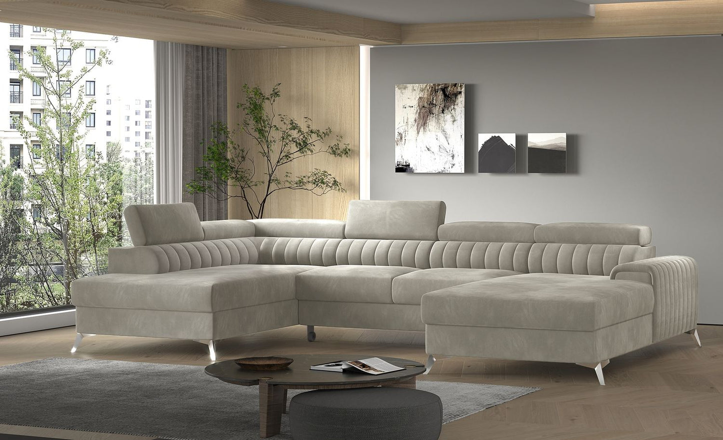 Corner Sleeper Sofa Beverley 9 | size: Width: 354cm, Height: 92cm, Depth: 202cm | color: Sola | image: 1 | variant: 1015672