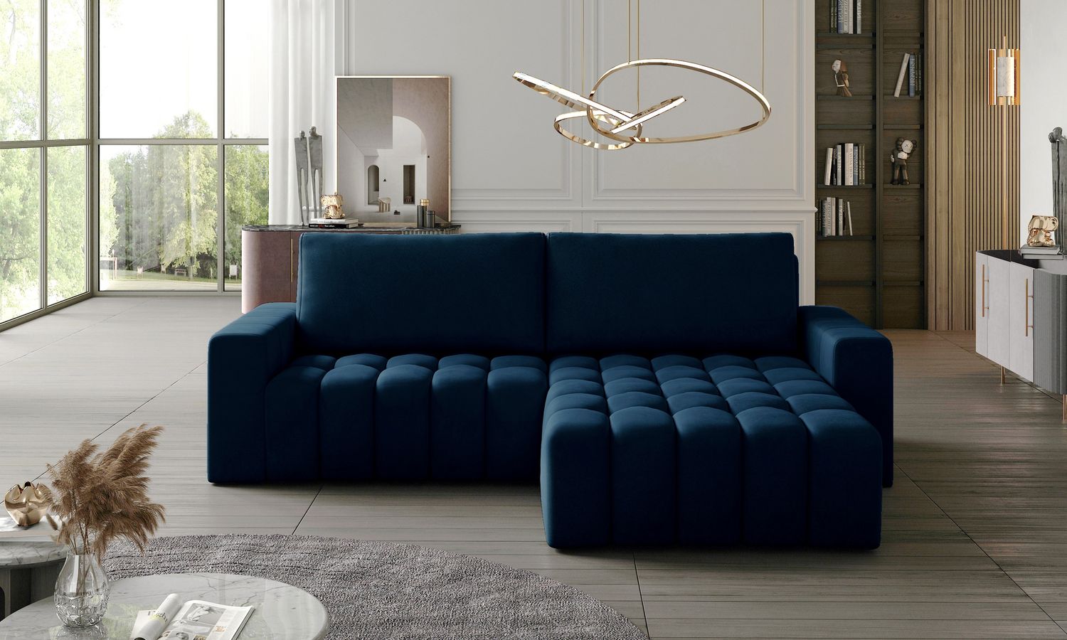 Corner Sleeper Sofa Bonett 21 | size: Width: 250cm, Height: 92cm, Depth: 175cm | color: Blue | image: 1 | variant: 1014214