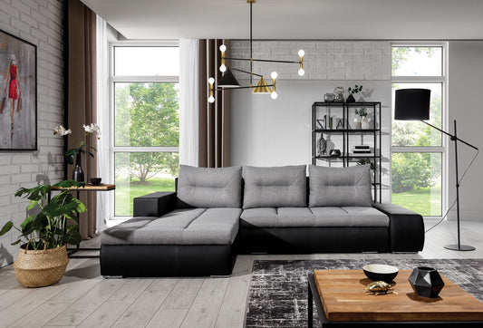 Corner Sleeper Sofa Braemar 2 | size: Width: 275cm, Height: 85cm, Depth: 180cm | color: Black/Grey | image: 1 | variant: 1014985