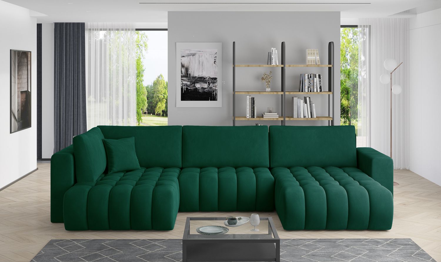 Corner Sleeper Sofa Canterbury 38 | size: Width: 350cm, Height: 92cm, Depth: 175cm | color: Nube | image: 1 | variant: 1015250