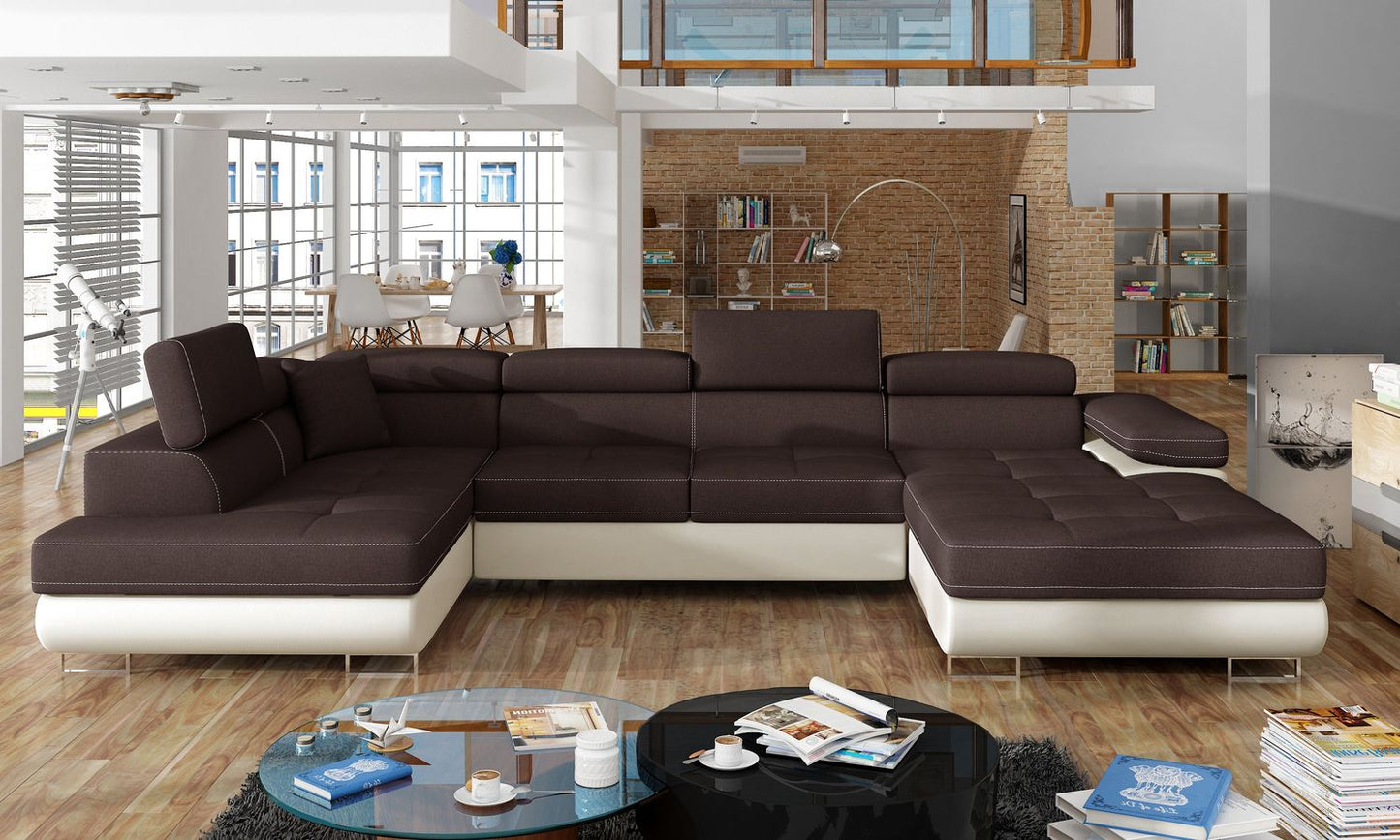 Corner Sleeper Sofa Carlisle 10 | size: Width: 345cm, Height: 90cm, Depth: 58cm | color: Sawana/Soft | image: 1 | variant: 1017324