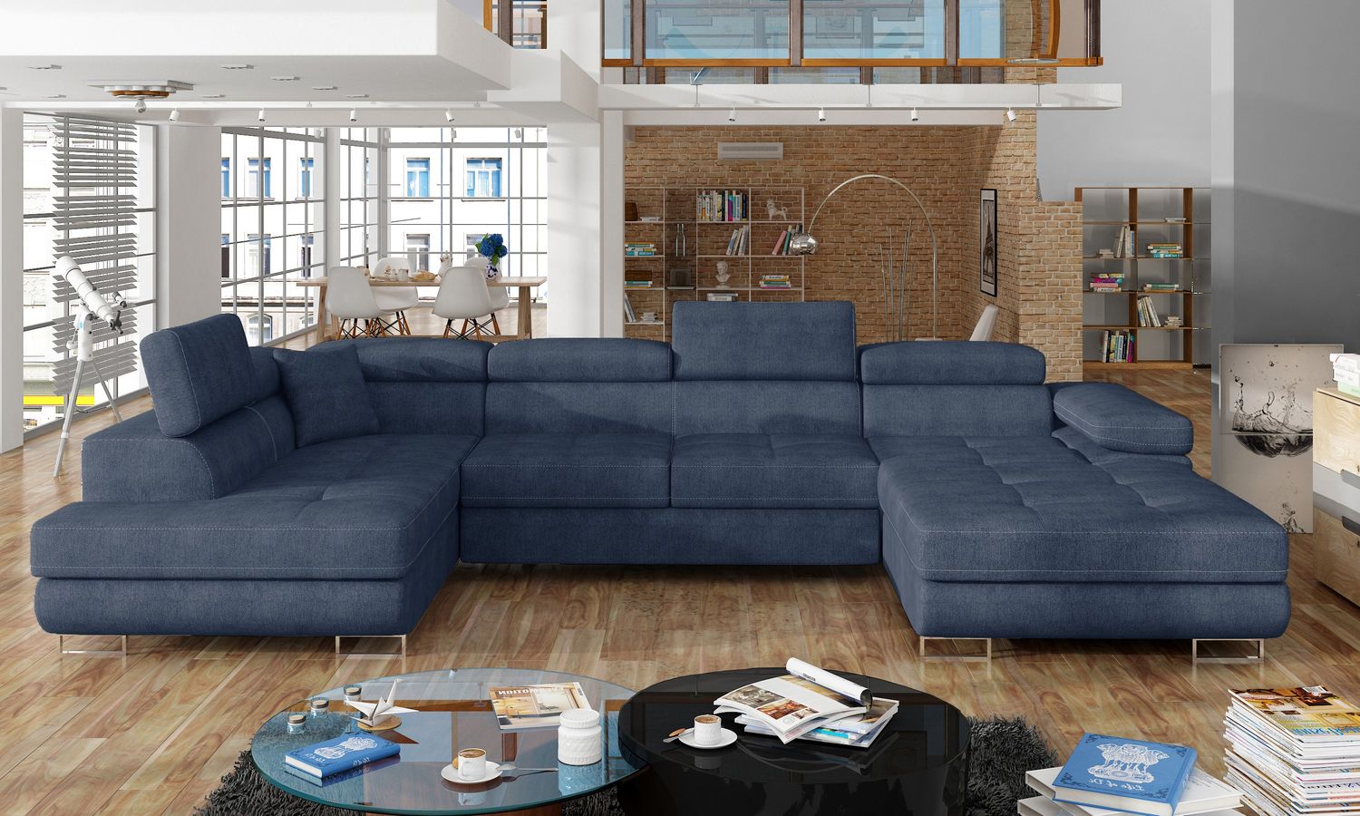 Corner Sleeper Sofa Carlisle 21 | size: Width: 345cm, Height: 90cm, Depth: 58cm | color: Omega | image: 1 | variant: 1017335
