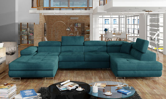 Corner Sleeper Sofa Carlisle 37 | size: Width: 345cm, Height: 90cm, Depth: 58cm | color: Mat/Velvet | image: 1 | variant: 1017351