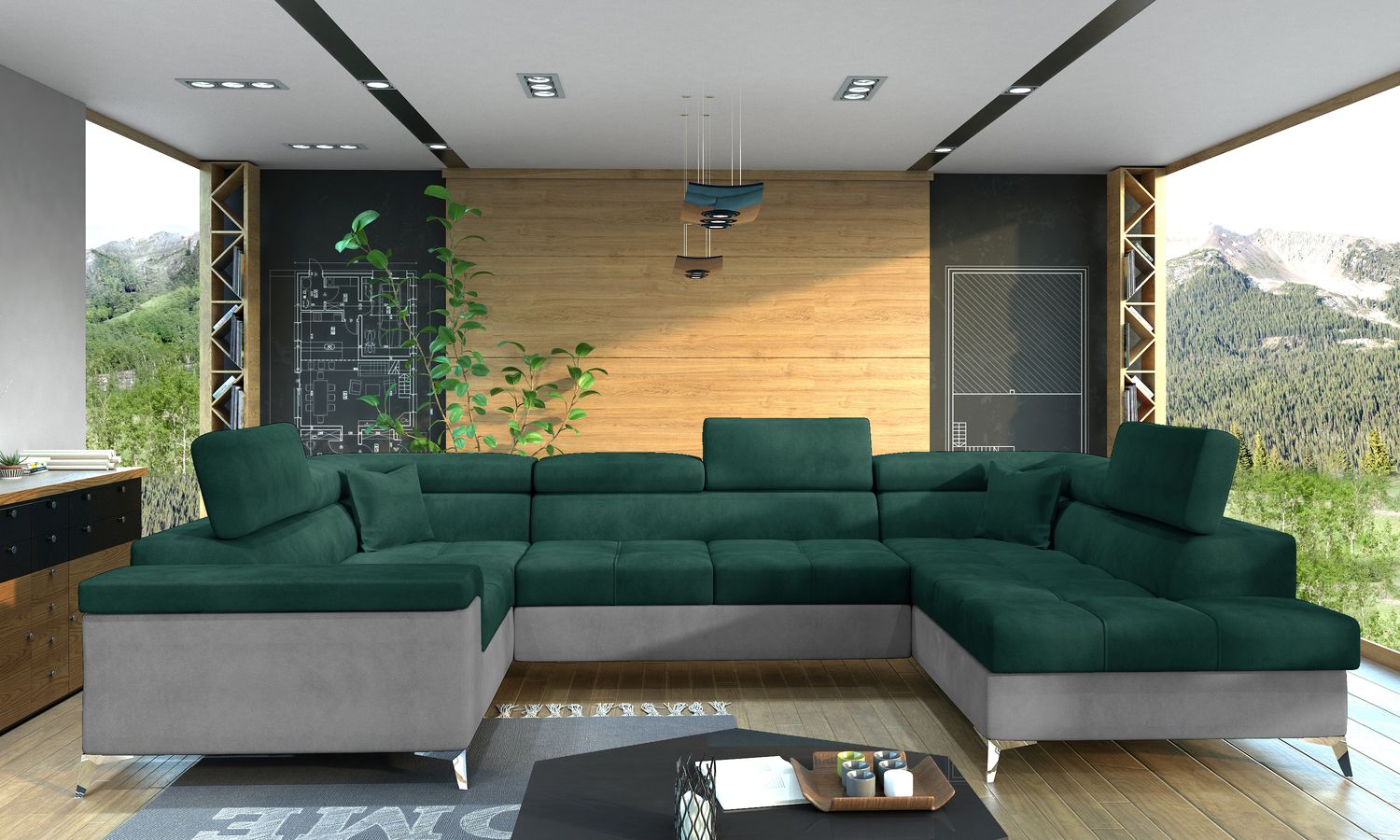 Corner Sleeper Sofa Corby 16 | size: Width: 208cm, Height: 88cm, Depth: 43cm | color: Monolith | image: 1 | variant: 1017430
