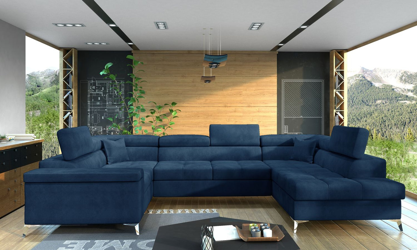 Corner Sleeper Sofa Corby 21 | size: Width: 208cm, Height: 88cm, Depth: 43cm | color: Blue | image: 1 | variant: 1017435