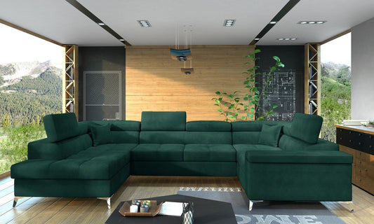 Corner Sleeper Sofa Corby 38 | size: Width: 208cm, Height: 88cm, Depth: 43cm | color: Green | image: 1 | variant: 1017452