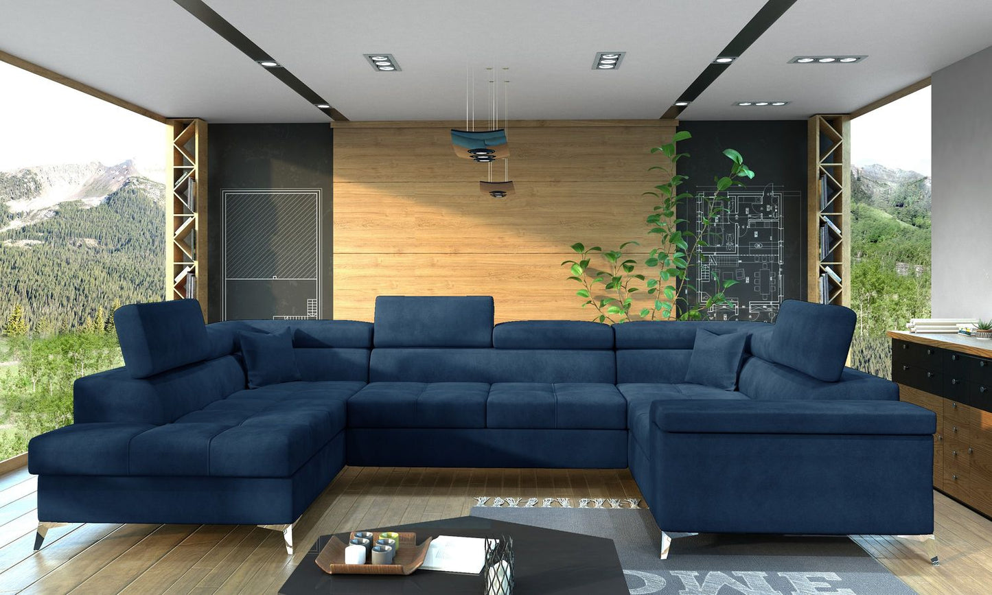 Corner Sleeper Sofa Corby 42 | size: Width: 208cm, Height: 88cm, Depth: 43cm | color: Blue | image: 1 | variant: 1017456