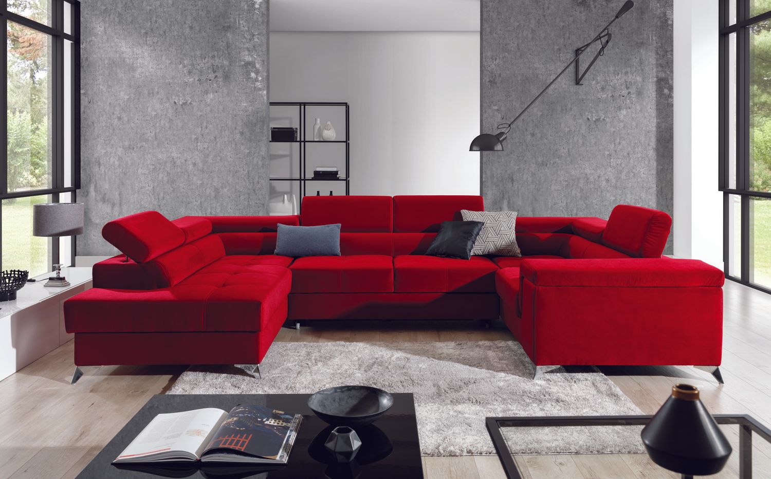 Corner Sleeper Sofa Corby 45 | size: Width: 208cm, Height: 88cm, Depth: 43cm | color: Kronos | image: 1 | variant: 1017459
