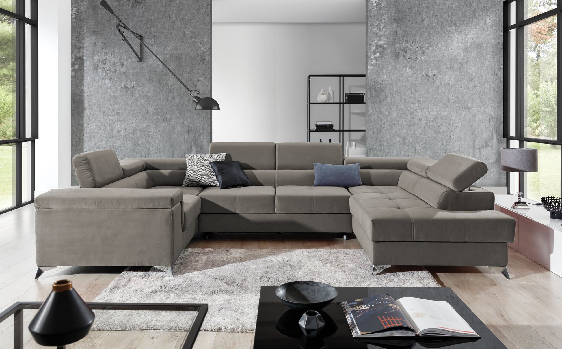 Corner Sleeper Sofa Corby 50 | size: Width: 208cm, Height: 88cm, Depth: 43cm | color: Paros | image: 1 | variant: 1017464