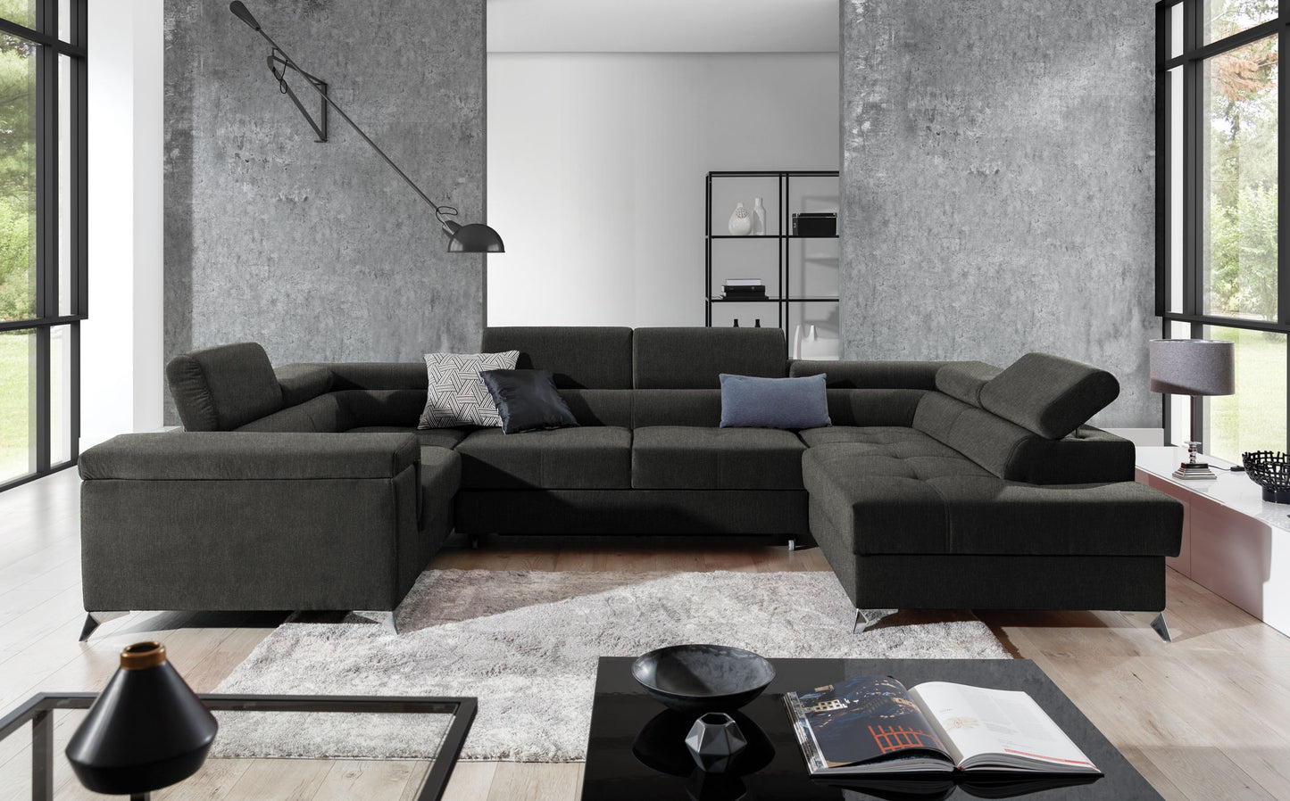 Corner Sleeper Sofa Corby 56 | size: Width: 208cm, Height: 88cm, Depth: 43cm | color: Sawana | image: 1 | variant: 1017470