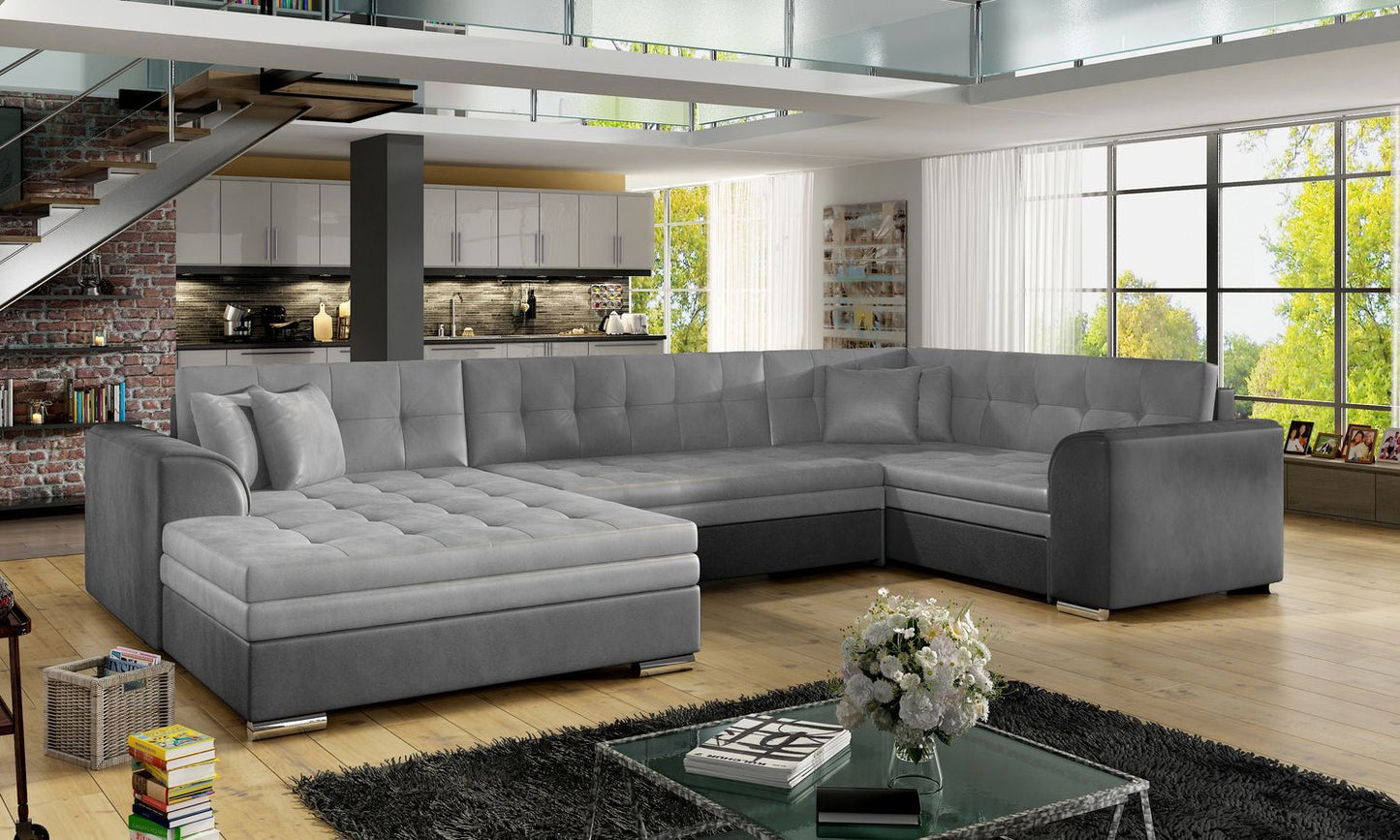 Corner Sleeper Sofa Damario 4 | size: Width: 338cm, Height: 78cm, Depth: 189cm | color: Monolith | image: 1 | variant: 1015425